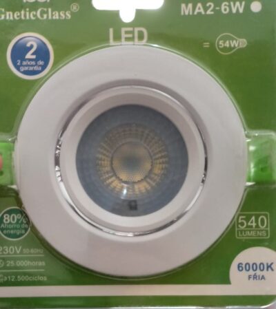 SKU004 - 8472598901021    	MA2-6W-6000K-95*45MM-DOWNLIGHT REDONDO BLANCO	2.80	x 40 und